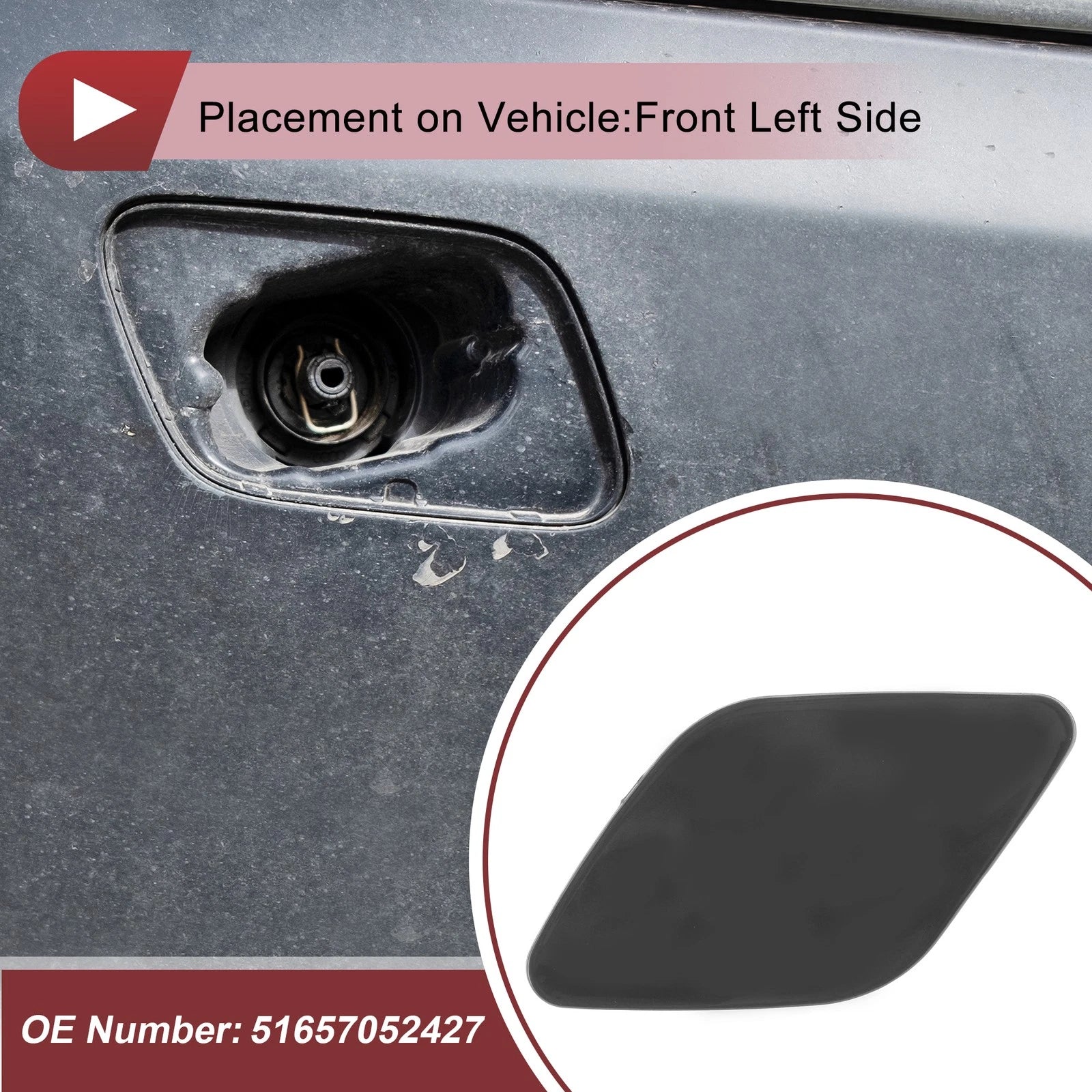 Front Left Bumper Trim Nozzle Cover Replacement for BMW X6 (2008–2014)