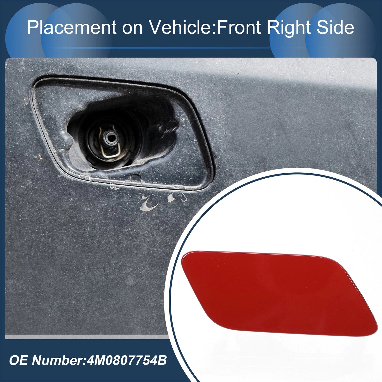 Front Right Washer Nozzle Cover Cap for Audi Q7 (2017–2019) Red