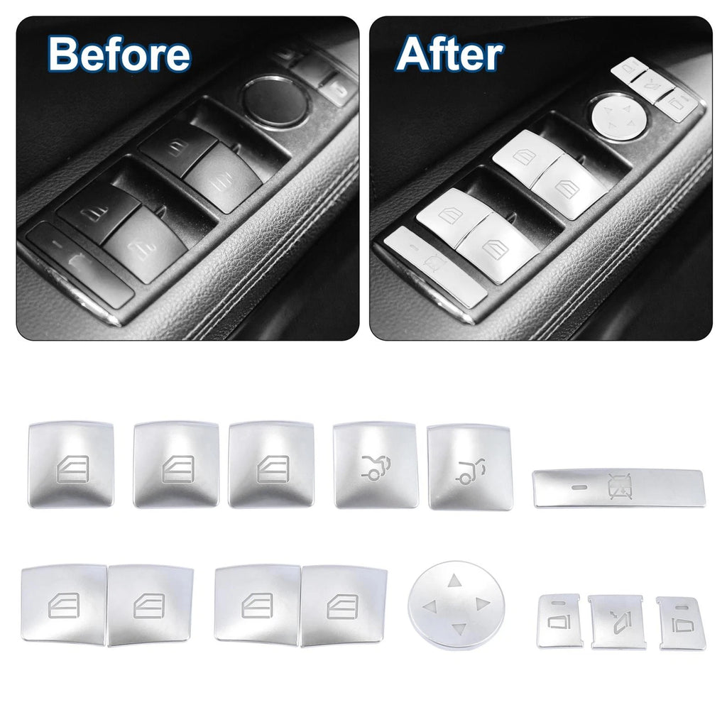 Door Armrest Window Switch Button Cover Set for Mercedes-Benz C200 C250 (2010–2014)