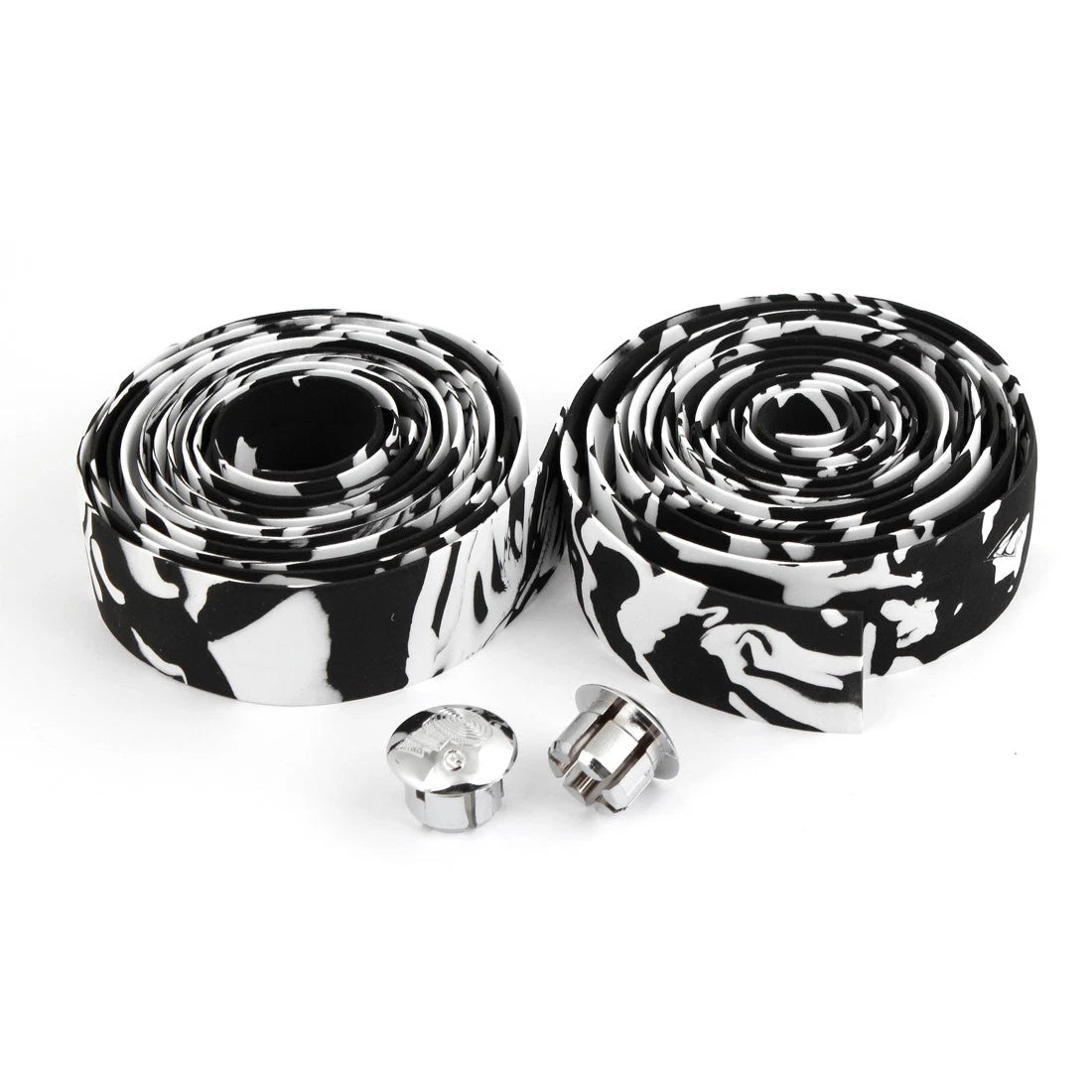 2 Pcs Handlebar Tape Wrap with Connector for Bike Bicycle Black White (—)