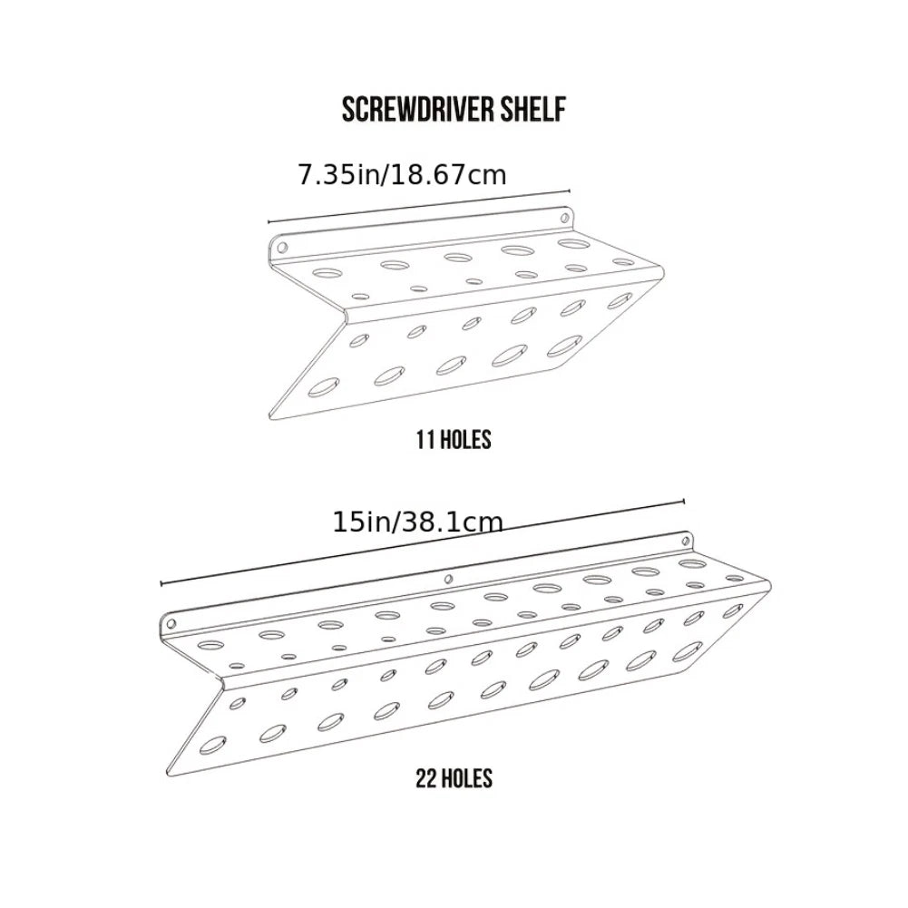 11-Hole Black Iron Screwdriver Holder for Workshop Use