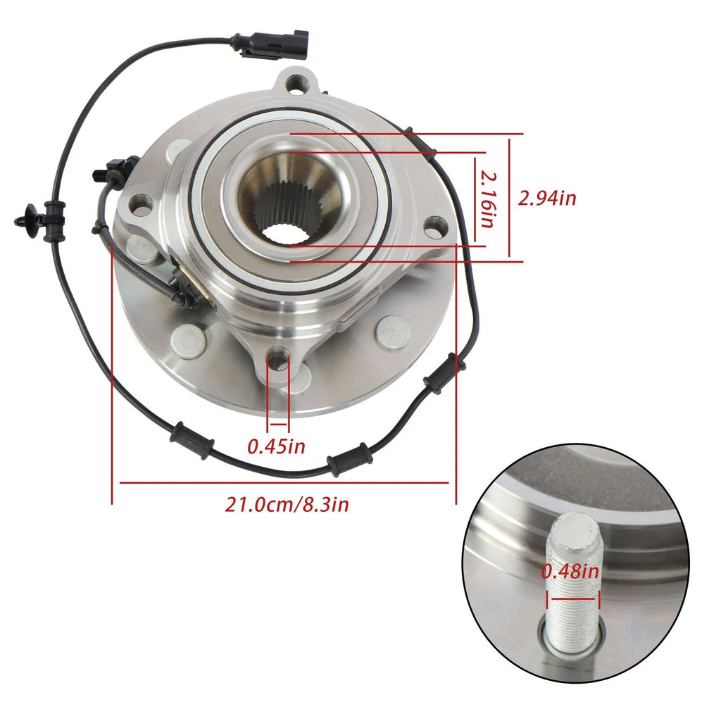 2X Front Wheel Bearing Hub Assembly for Ram 2500 (4WD) (2012–2013) 515148