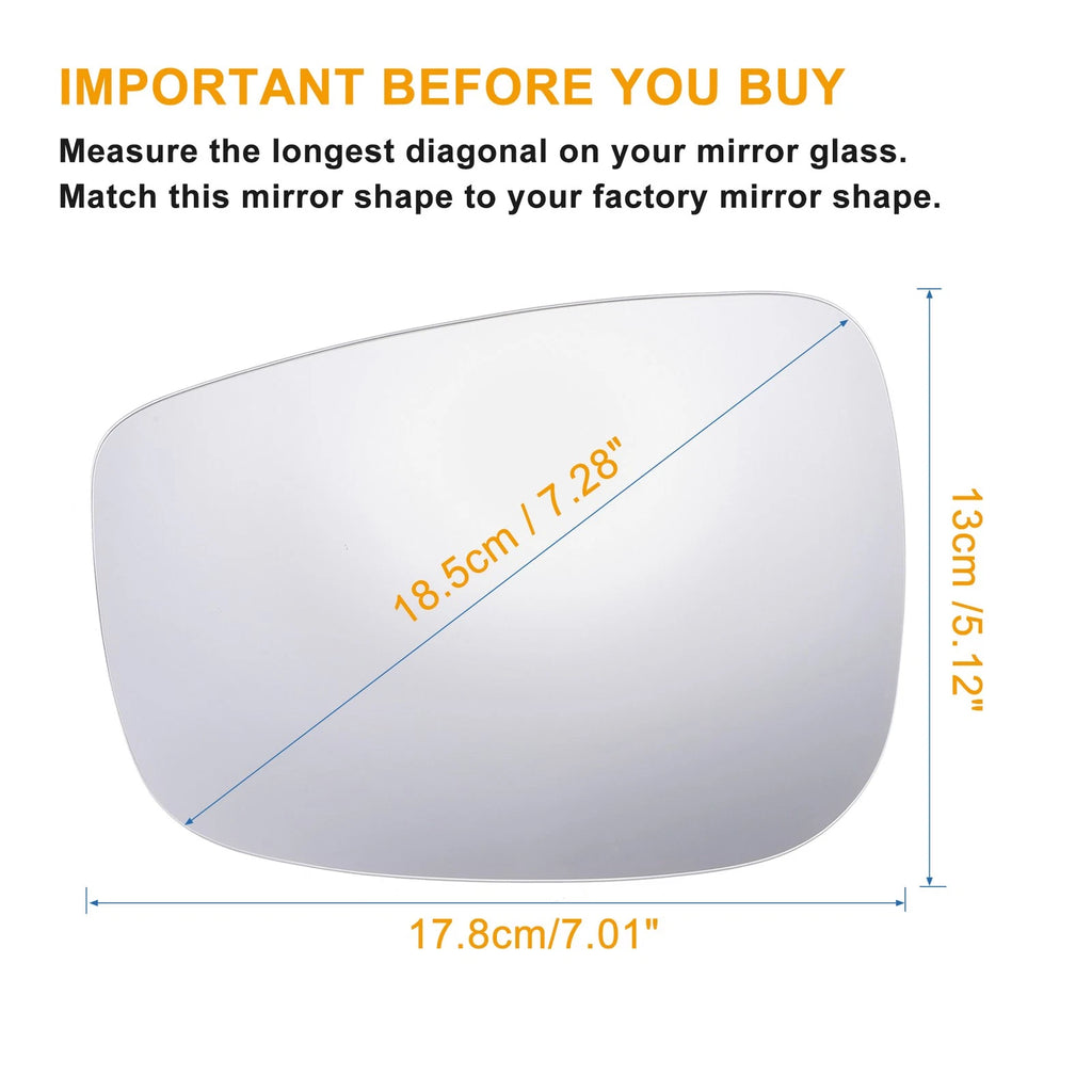 Left Side Mirror Glass w Backing Plate Heated Replacement for Mazda CX-5 (2016-2020)