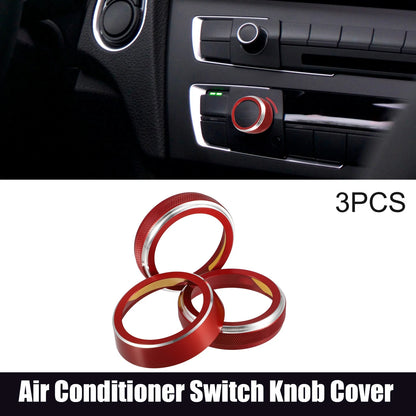 3 Pcs Air Conditioner Switch Knob Cover Ring for Suzuki Jimny JB64W (2018–2023) Red