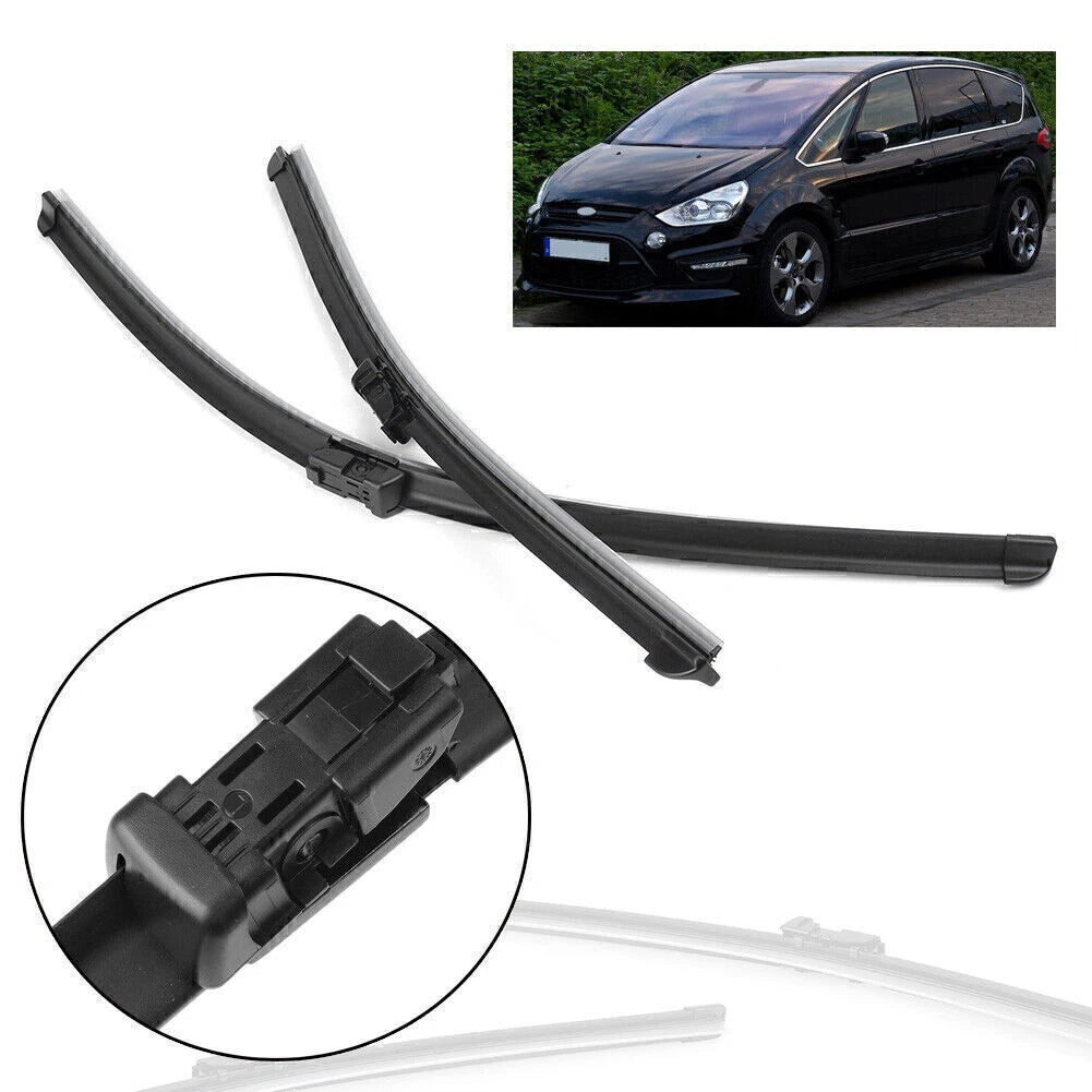 Set of 2 Bracketless Front Window Wiper Blades for Ford S-Max (2006–2014)