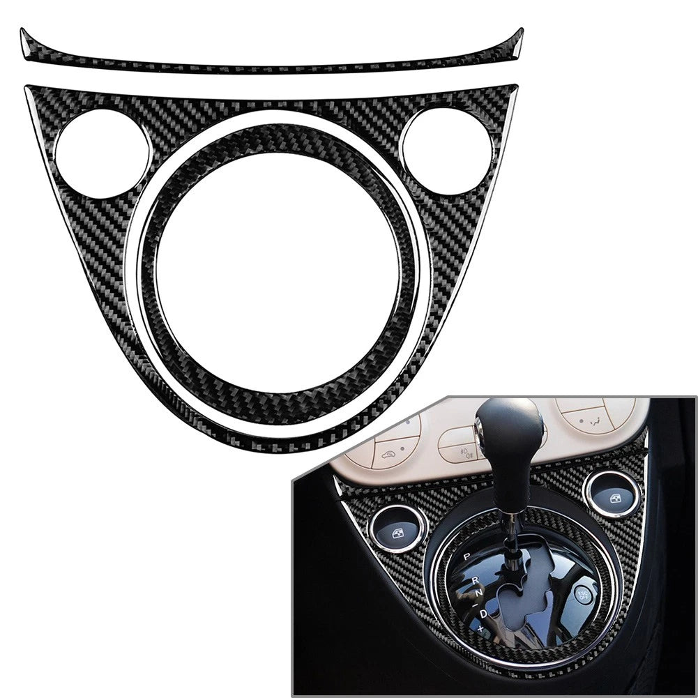 Inner Central Console Gear Shift Panel Cover Trim for Fiat 500 (2012–2015) Black
