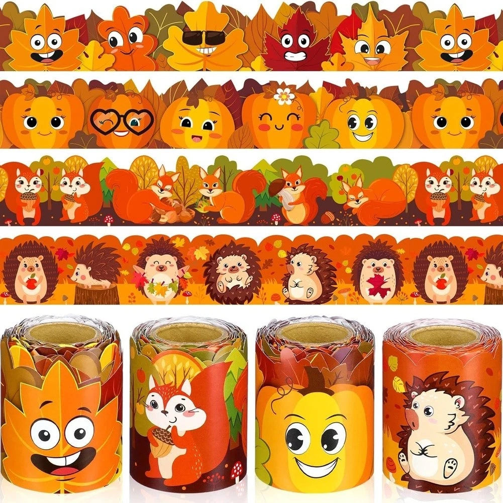 Pumpkin Styled Autumn Borders for Classroom and Home Fall Bulletin Boards