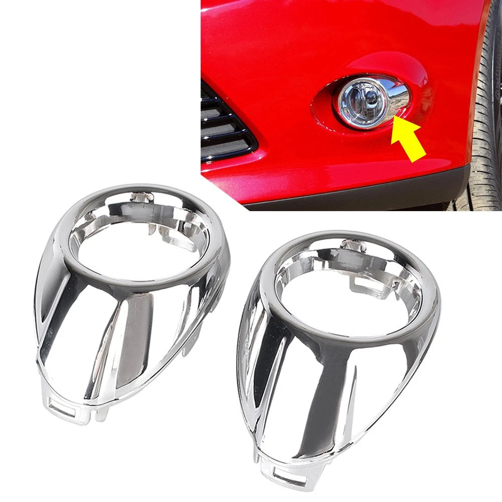 Set of 2 Front Fog Light Cover Bezels for Ford Focus (2012–2013) Silver