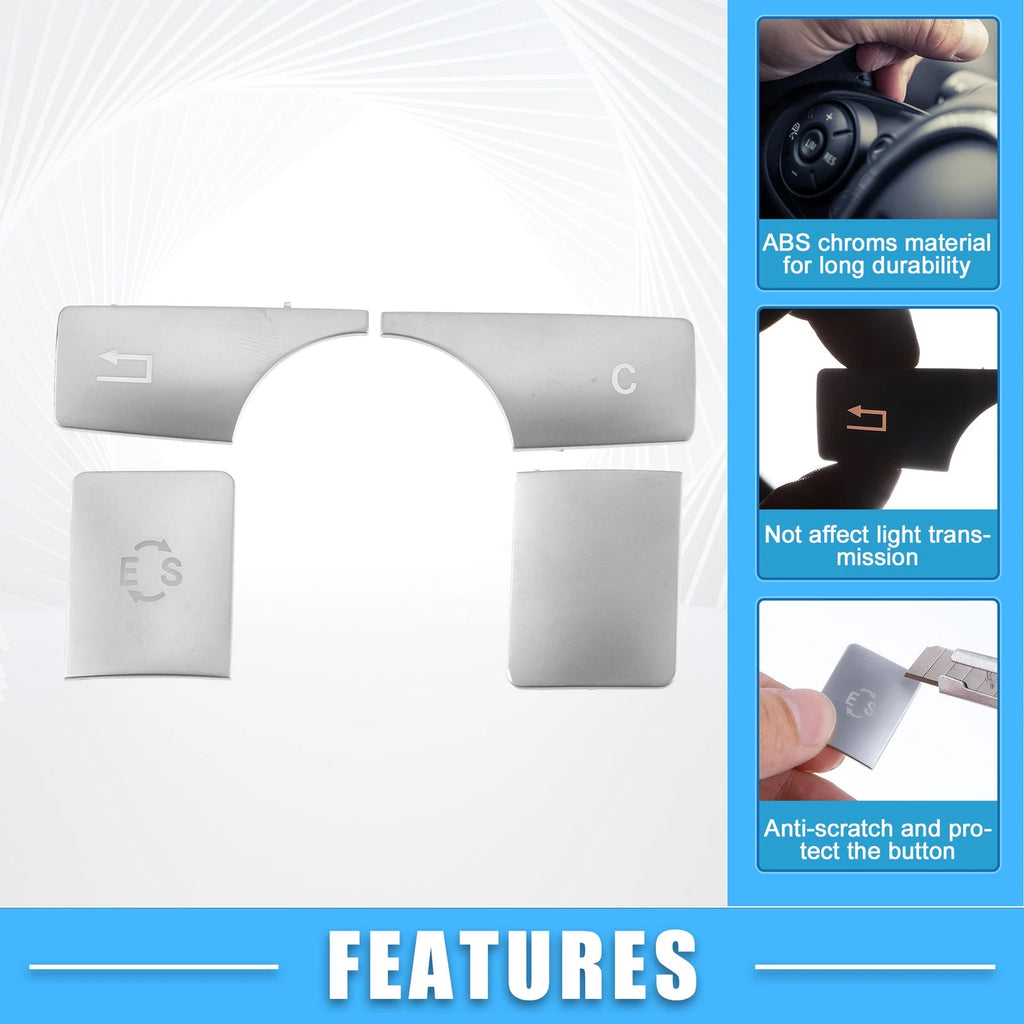 Multimedia Radio Button Cover Sticker for Mercedes-Benz ABS Silver Tone (1Set)