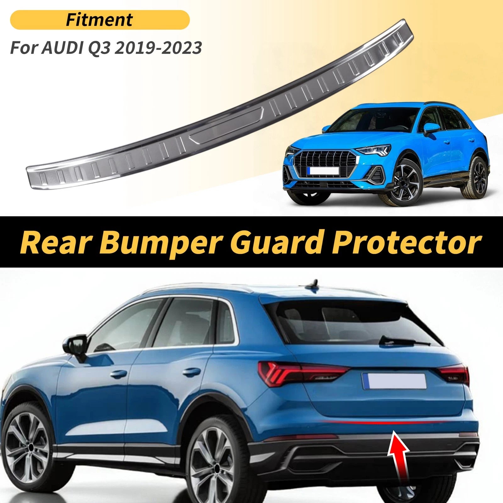 Rear Bumper Topper Replacement for Audi Q3 (2019–2023) Silver