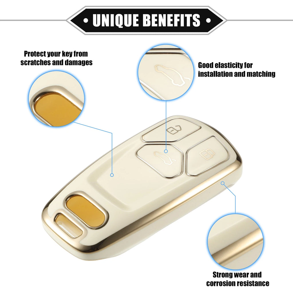 3 Button Remote Key Fob Cover Replacement for Audi A5 Q5 S4 (2017–2020)