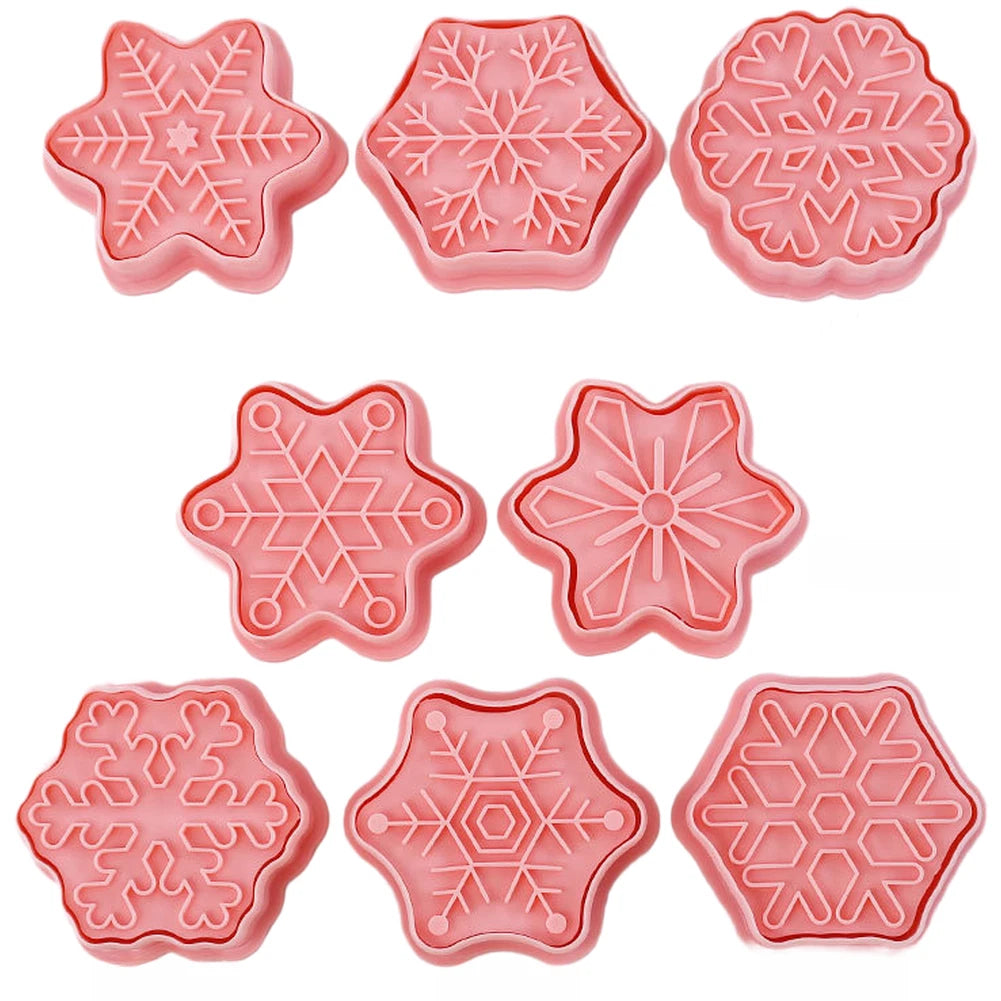 8 Piece Snowflake Cookie Molds Baking Cutters for Holiday Baking