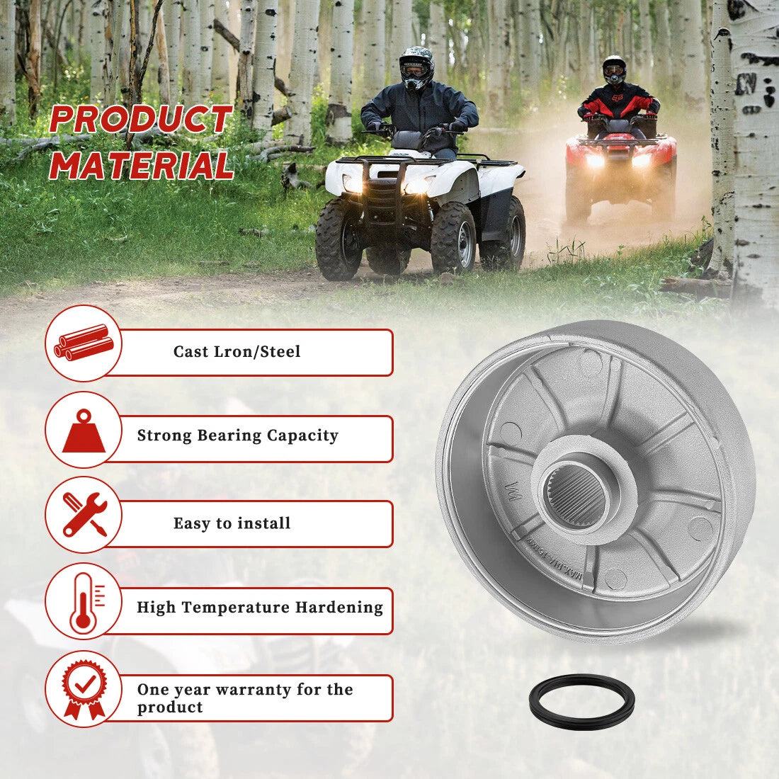 Rear Brake Drum Hub for Honda Rancher 420 TRX420FE/FM/FPE/FPM/TE/TM (2007–2013)