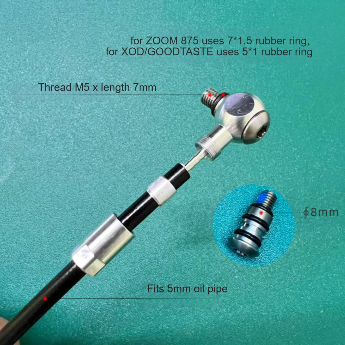 Aluminum D8 M5 Hollow Bolt for Hydraulic Brake Hose with M5 Thread