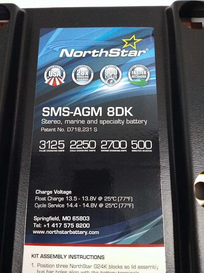 Northstar SMS-AGM 8DK Marine Battery Kit for Specialty Applications
