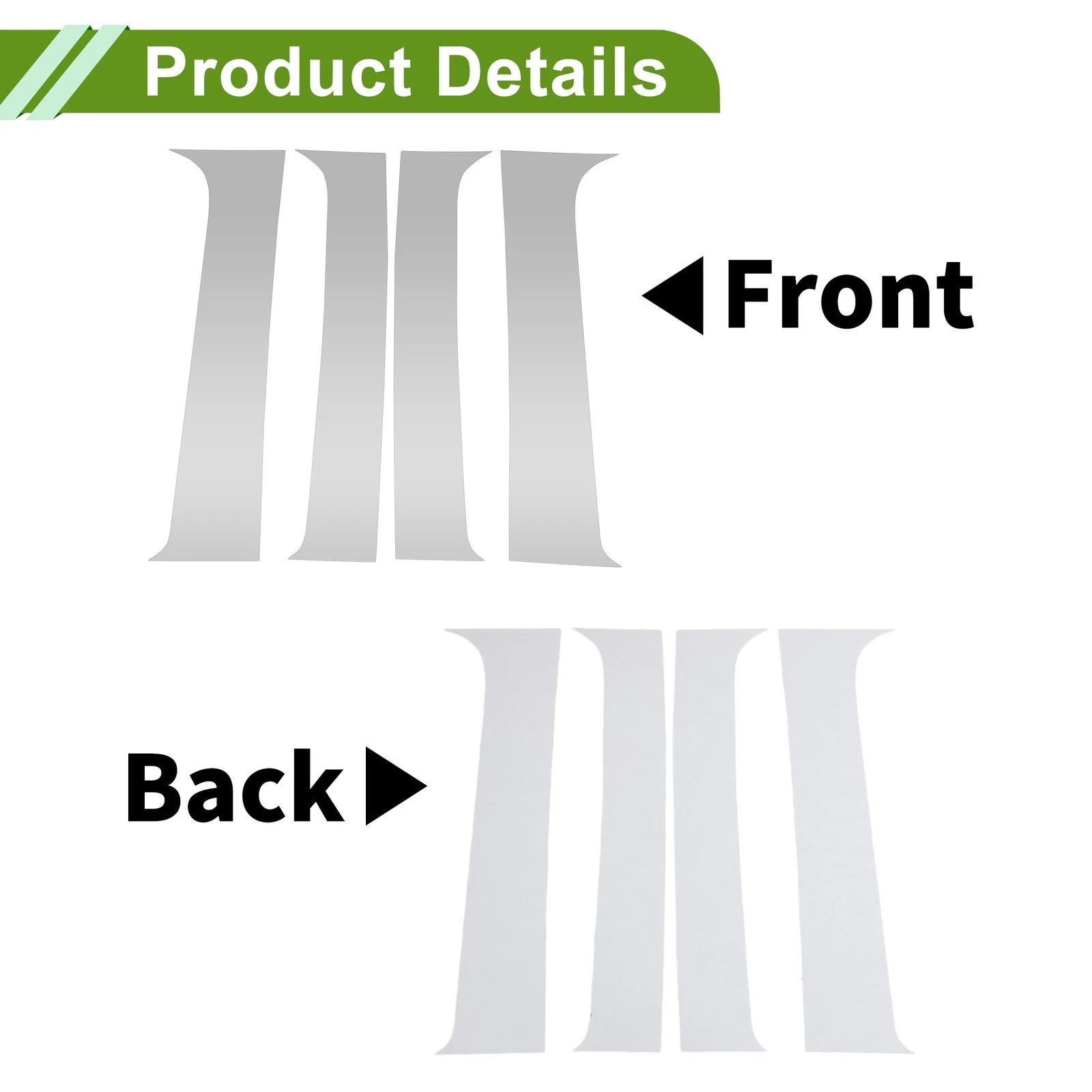 4 Pcs Pillar Window Trim Replacement for Chevy Suburban (2007–2013) Silver