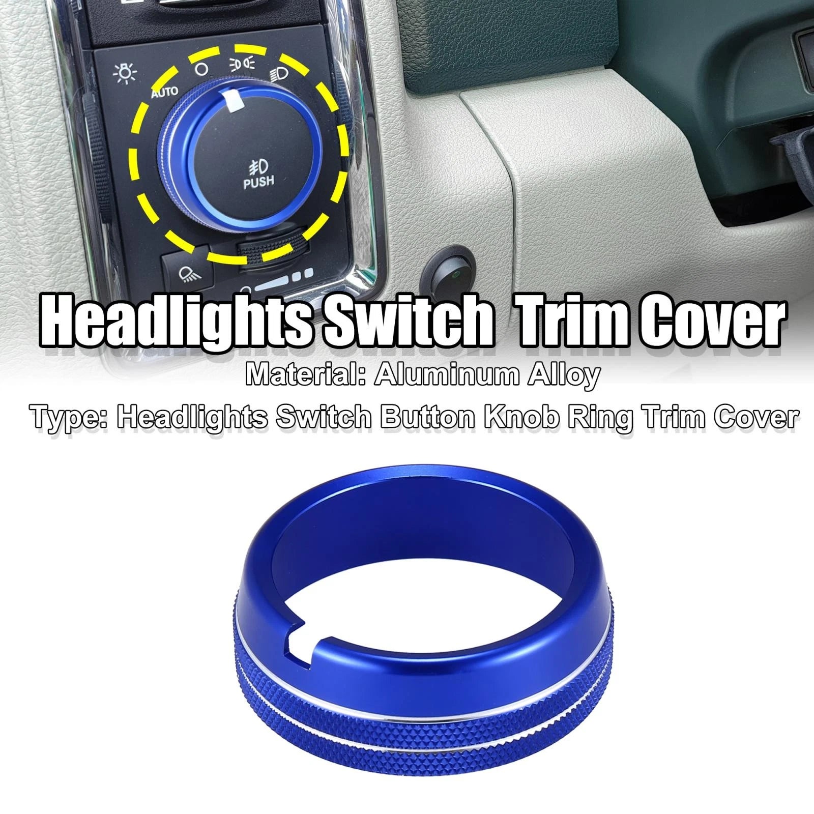 Headlight Switch Button Knob Ring Trim Cover for Dodge Ram (2010–2017)