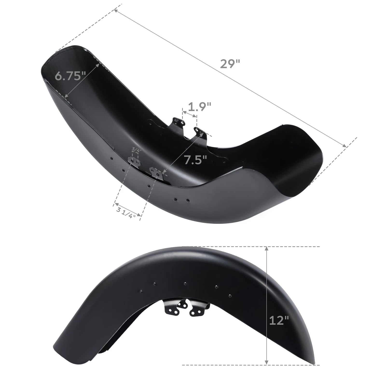 Front Fender for Harley Street Glide/Road Glide (2014–2026) Unpainted Black