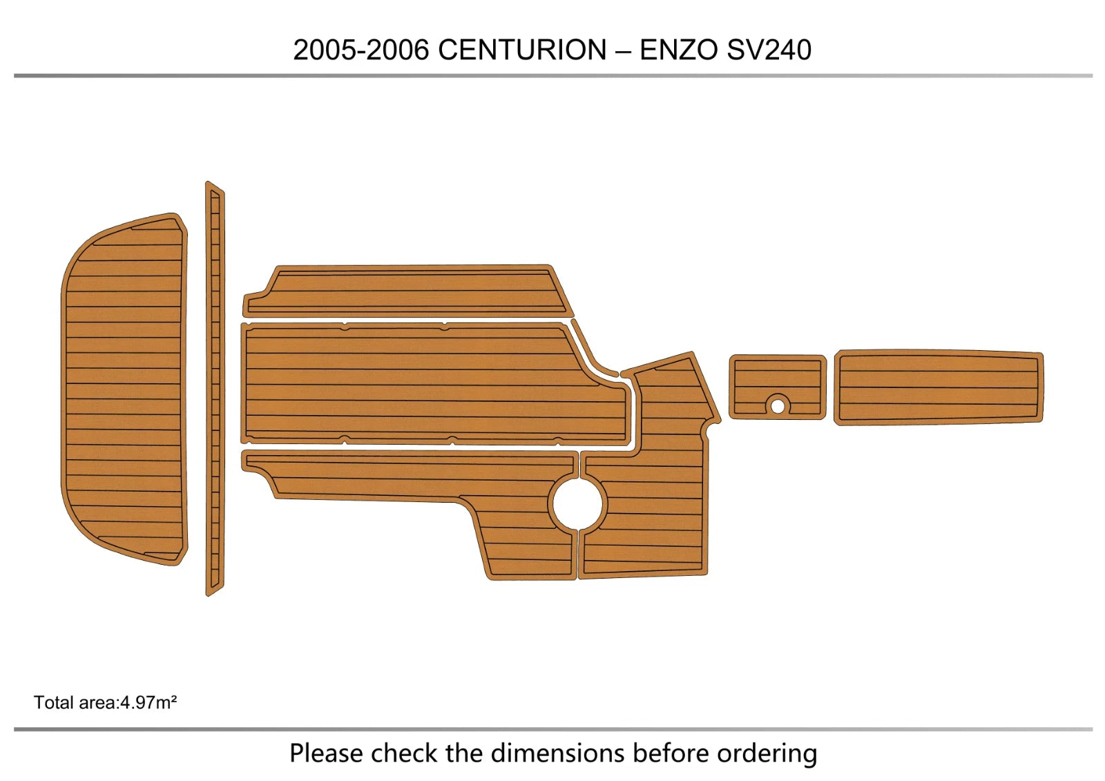 EVA Foam Teak Deck Flooring for Centurion Enzo SV240 (2006)