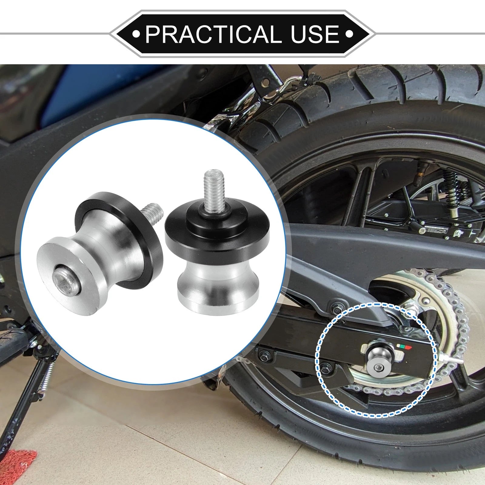 Swingarm Spools Pair 6mm Replacement for Motorbike Swing Arm (Universal)