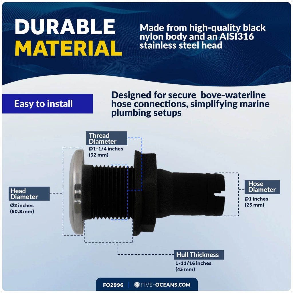 Thru-Hull 1 Inch for Five Oceans FO2996