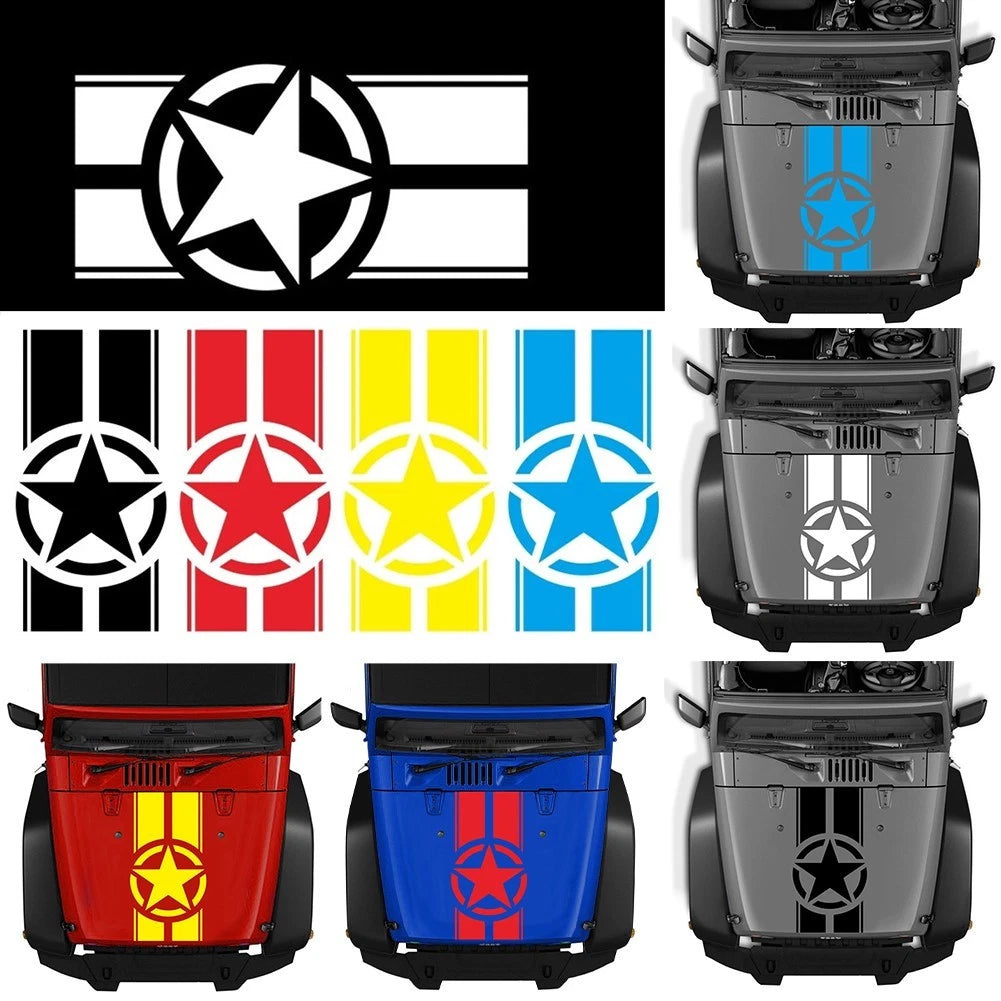 Hood Racing Sticker for Multiple Makes and Models (Various Colors)