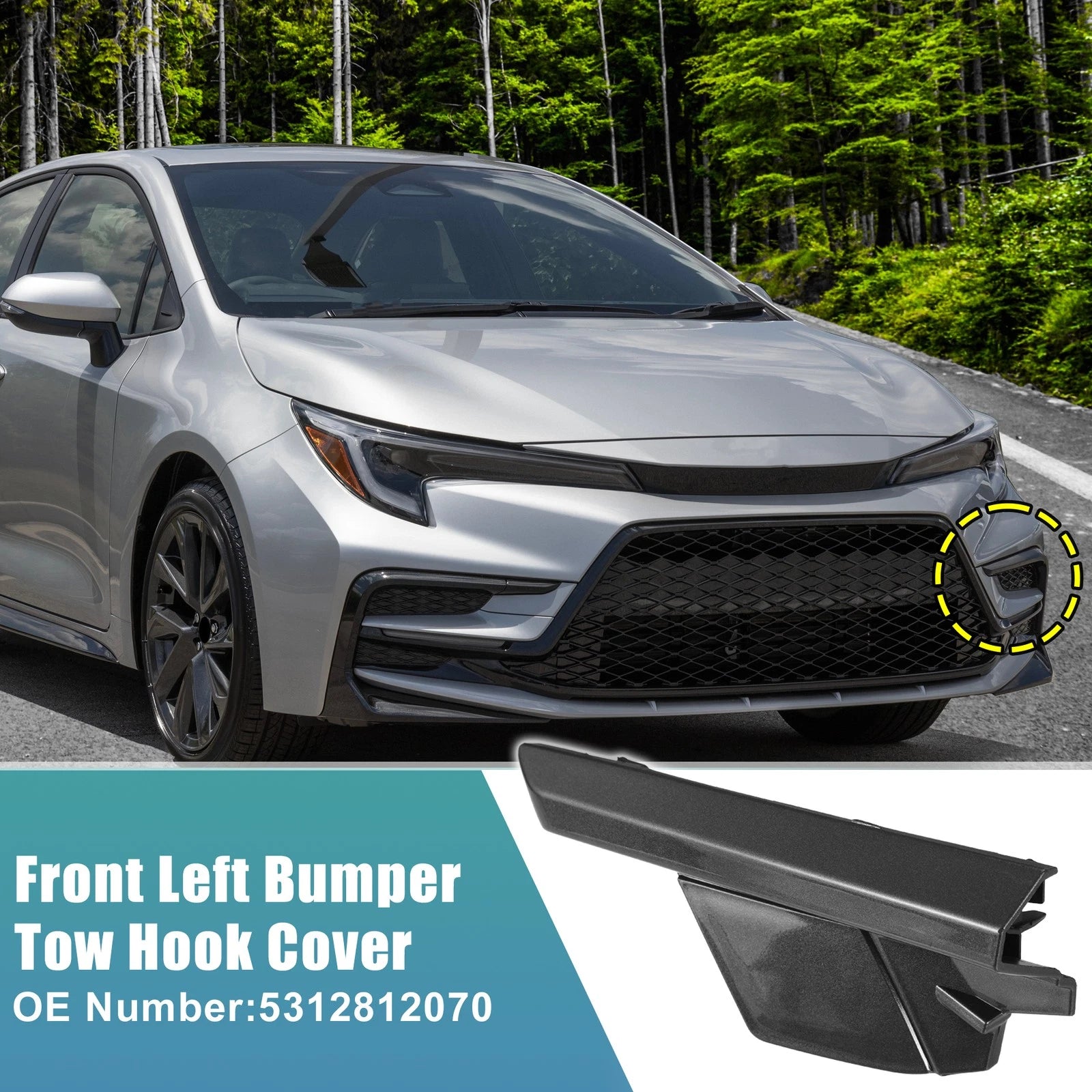Front Left Bumper Tow Hook Cover Replacement for Toyota Corolla (2014–2019)