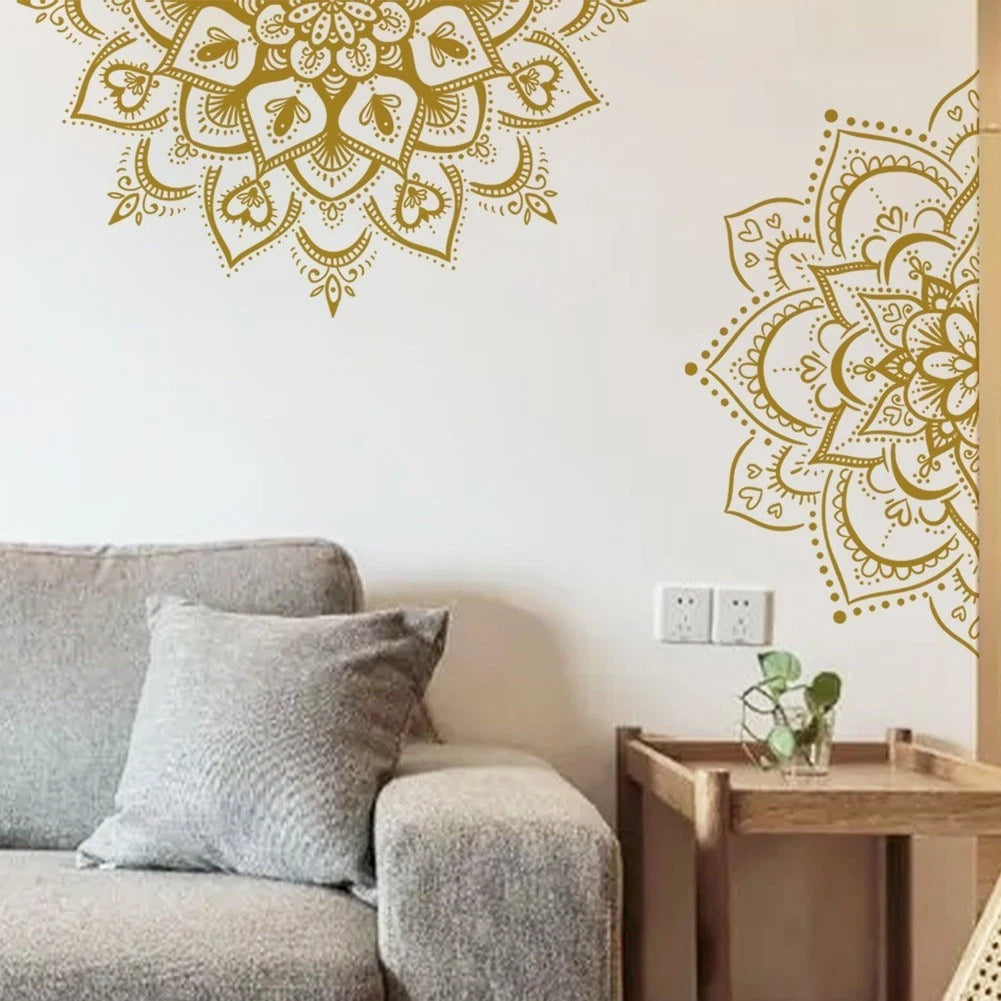 Lotus Mandala Design Wall Sticker for Living Room (Removable)