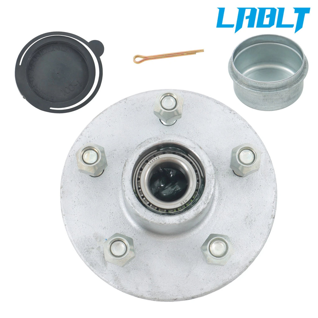 Pre-Greased Galvanized Trailer Hub Kit for 3500 lb Axle (5x4.5)
