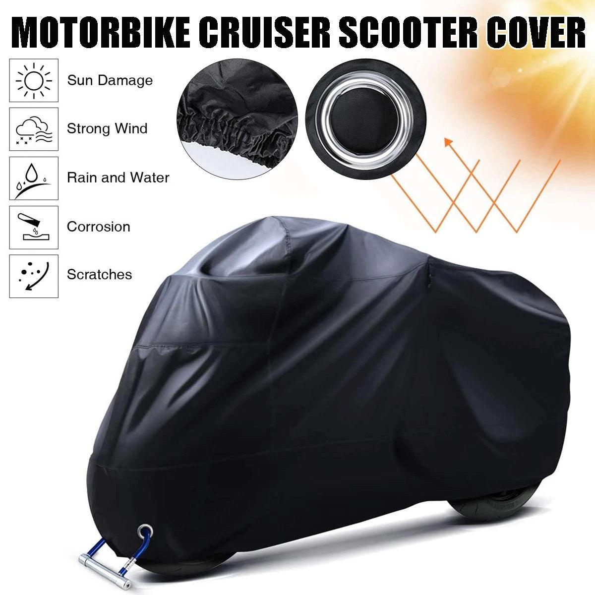87in Waterproof Motorcycle Cover for Winter Storage (Universal Fit)