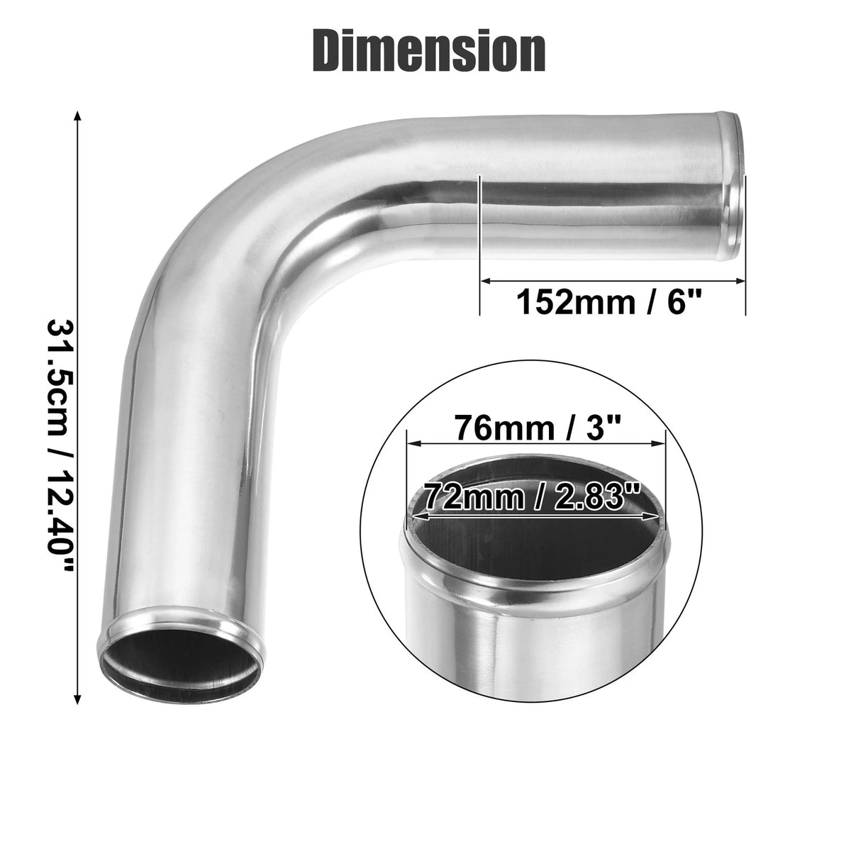 2X 3" Intercooler Air Intake Tube 90 Degree Bend Elbow for
