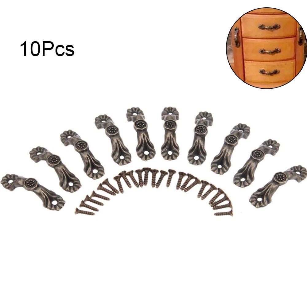 10Pcs Vintage Pull Handle Cabinet Knob Hardware for Jewelry Box