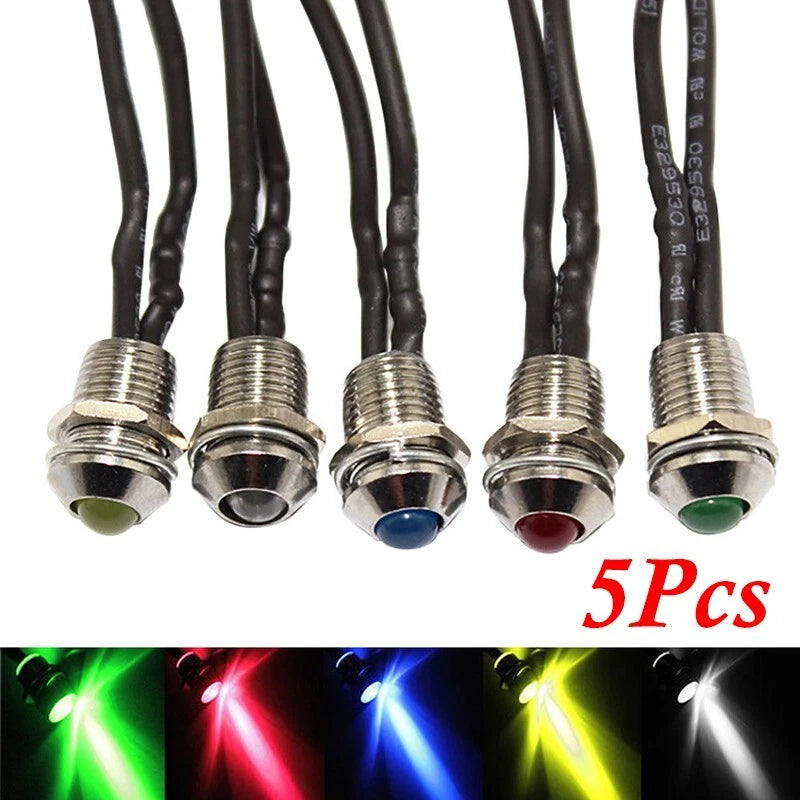 Set of 5 LED Indicator Light Bulbs for Car Boat Dash Panel