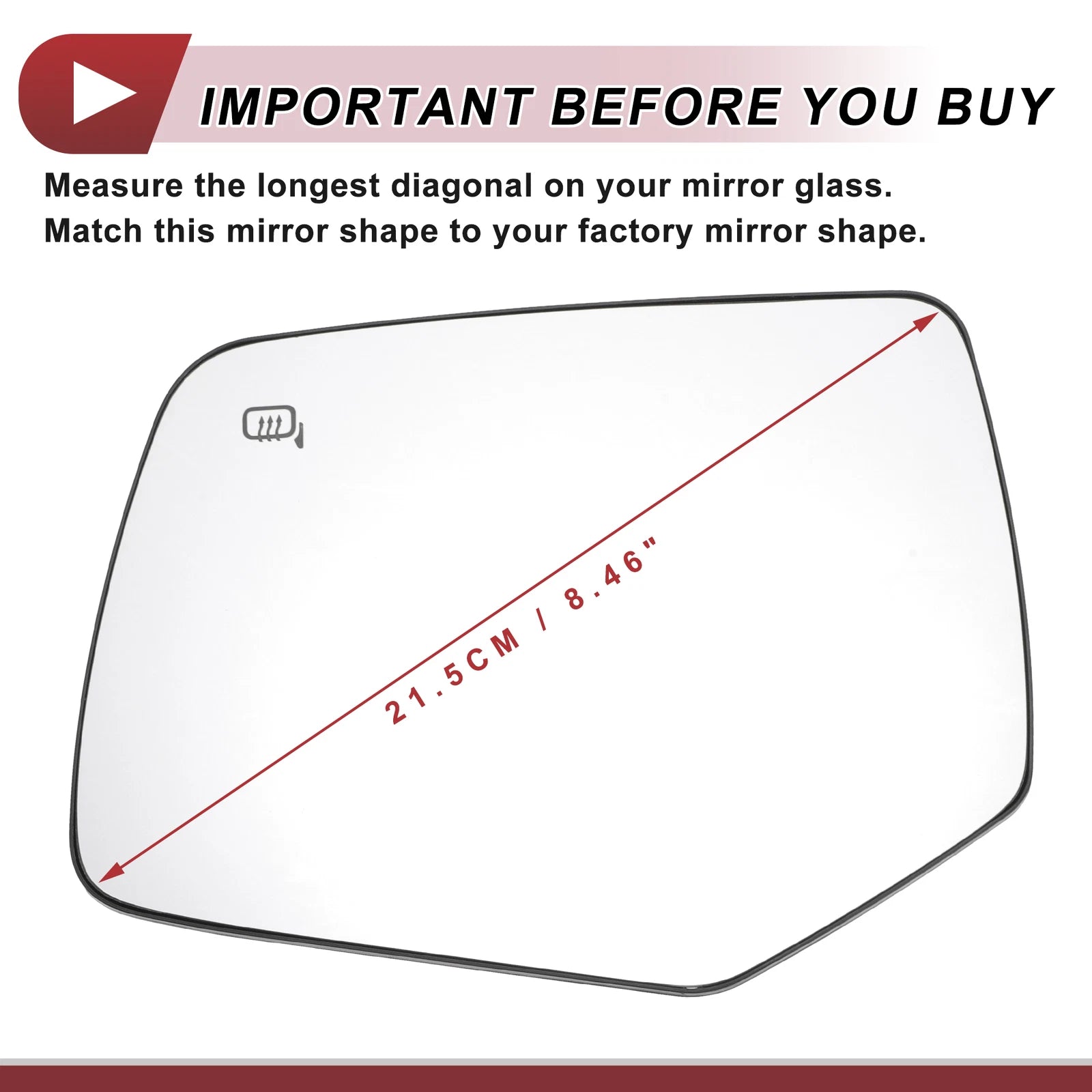Heated Left Driver Side Mirror Glass for Ford Escape (2008–2012)