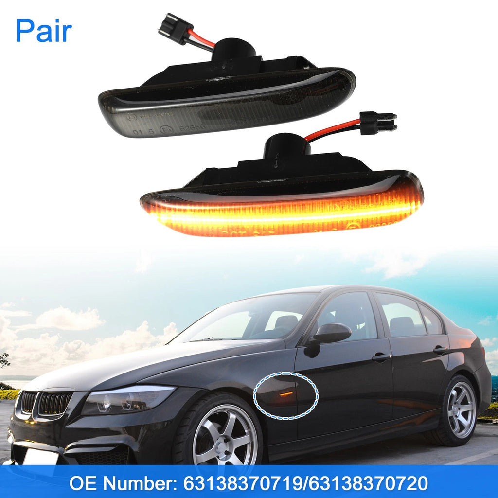 Pair Smoked LED Side Marker Light Replacement for BMW E46 (1999–2006)