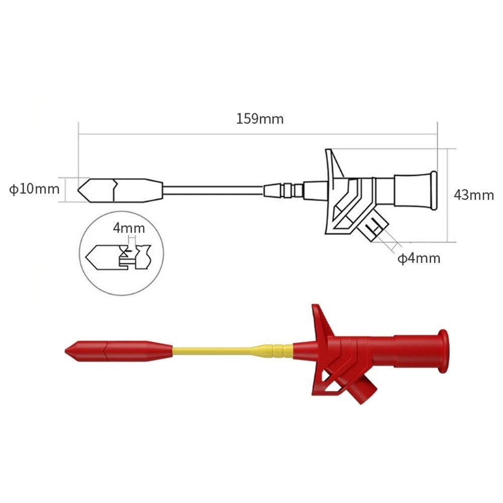 Red PVC Test Kit for Multimeters with Wire Puncture Probes Crocodile Clip Leads