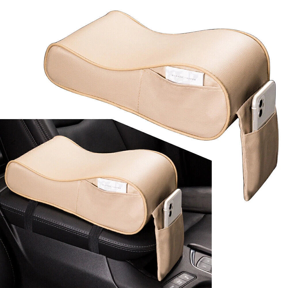 PU Memory Foam Console Armrest Box Cushion Pad Mat Fit Car SUV Beige Universal