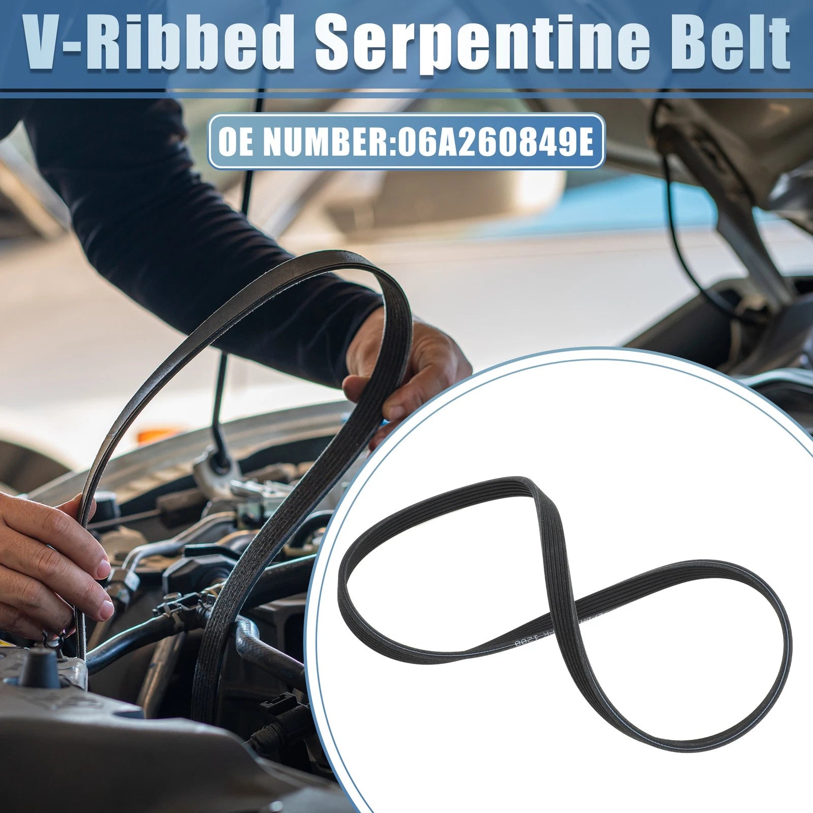 V-Ribbed Serpentine Drive Belt Replacement for Volkswagen Jetta 2000–2005 2.0L