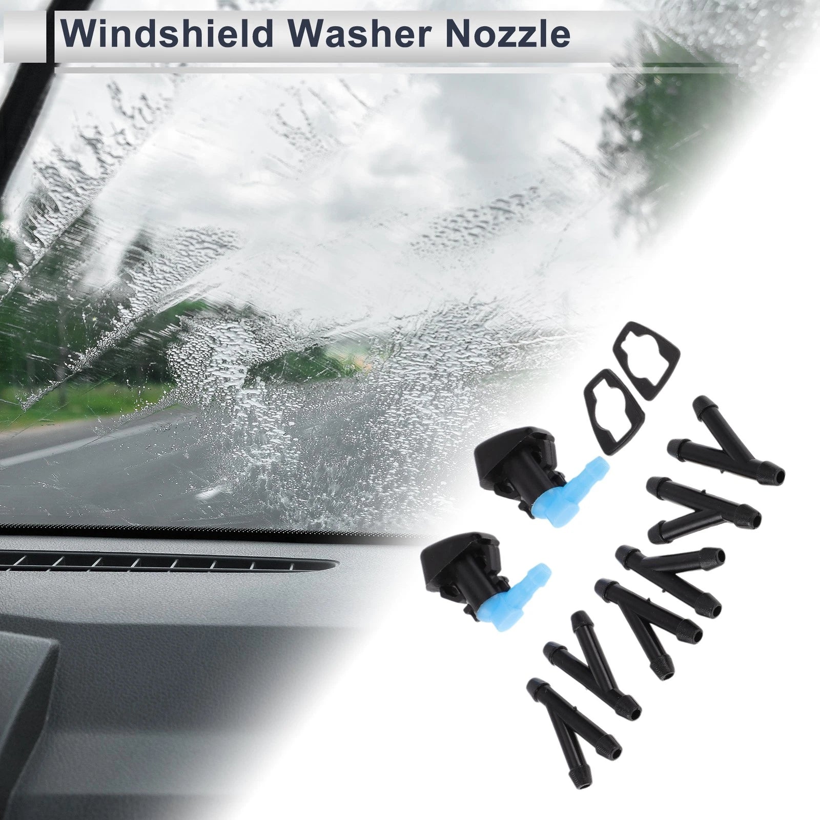 Windshield Washer Nozzle Set with Hose Connector for Dodge Ram (2002–2010)