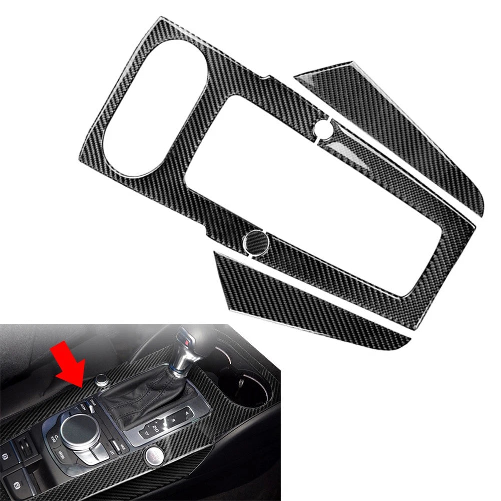 Carbon Fiber Black Gear Shift Panel Cover Trim for Audi A3 S3 RS3 (2013–2020)