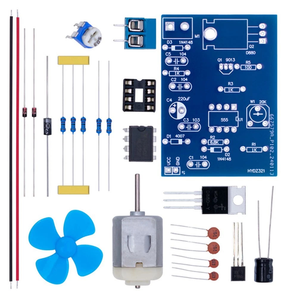 DIY electronics kit DC motor pulse width controller with 555 timer module