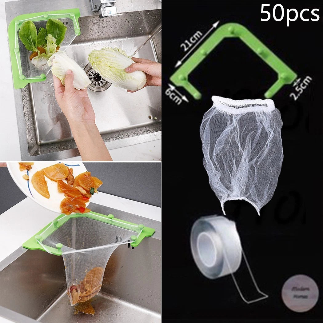Kitchen Sink Strainer Filter Bag Net with Green Rack (Easy Cleaning)