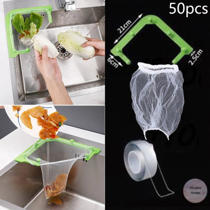 Kitchen Sink Strainer Filter Bag Net with Green Rack (Easy Cleaning)