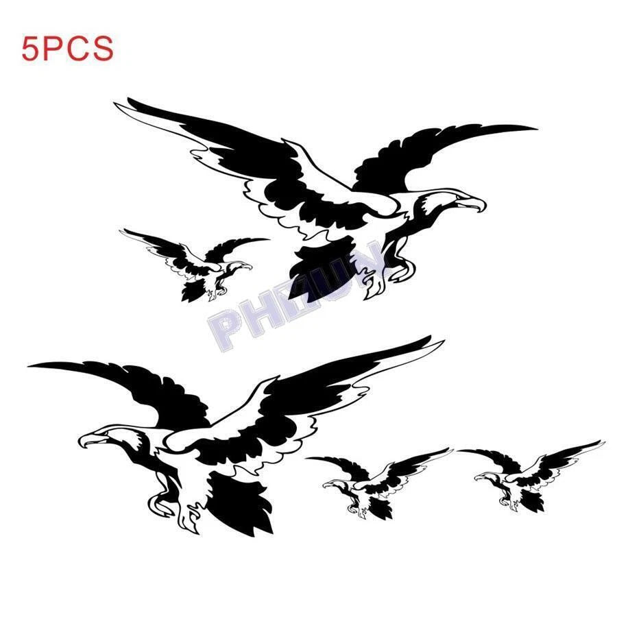 5x Black & White Eagle Style Car Stickers for Caravan Travel Trailer Van