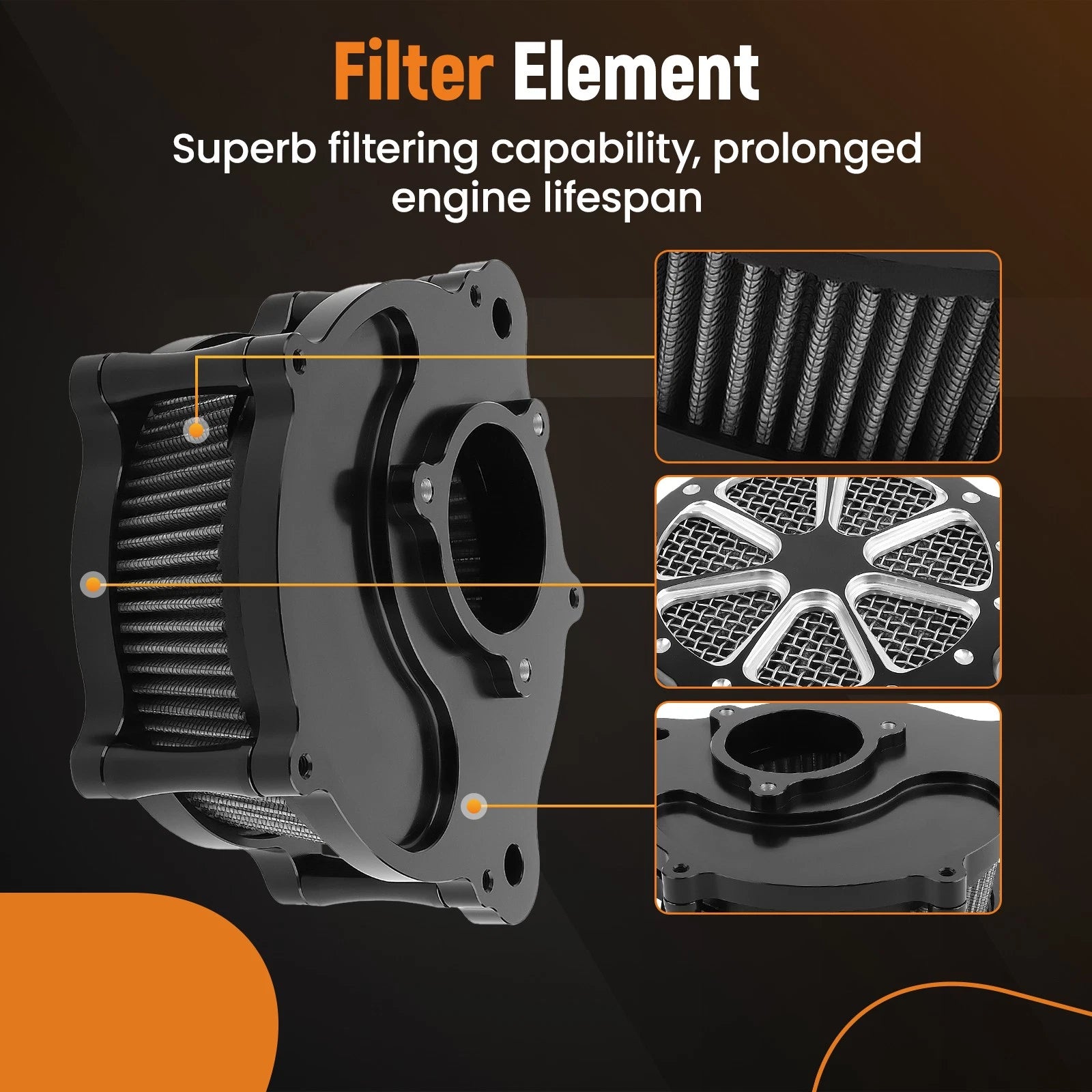 Air Cleaner Intake Filter for Harley M8 Touring D Style (2017–2022)