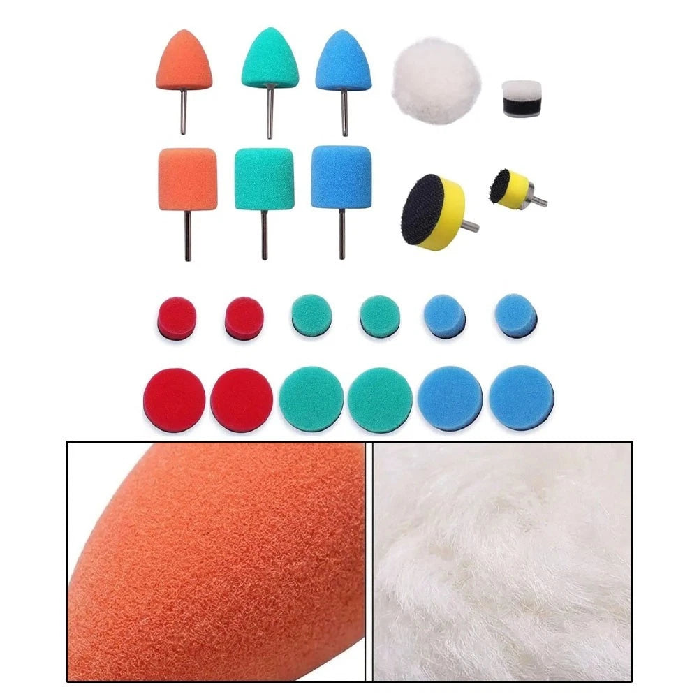 22 pcs Polishing Pads for Mini Polisher Foam Wool Shank Backing