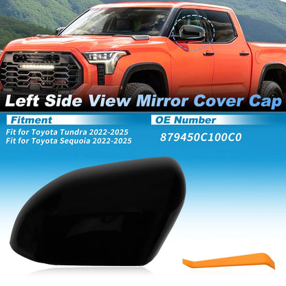 1Pc Glossy Black Left Side Mirror Cap for Toyota Tundra Sequoia (2022–2025)