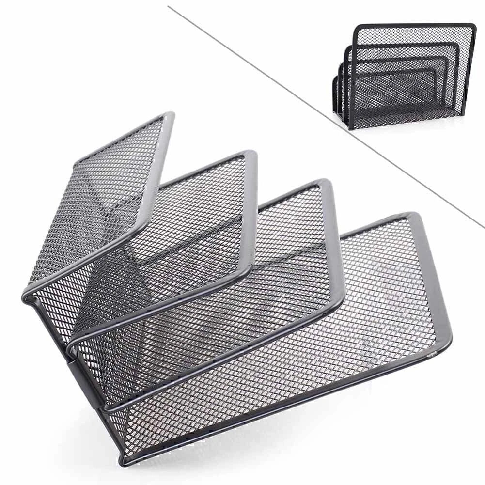 Black Mesh Letter Paper File Storage Rack Holder Tray Organiser Desktop Office