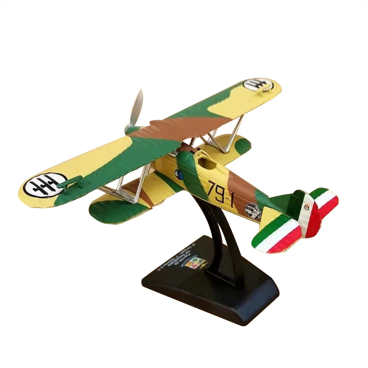 FIAT CR.32 Freccia Biplane Model 1:72 Scale Diecast WWII Gift with Stand