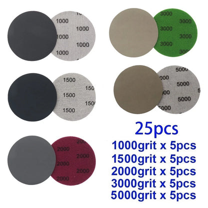 25PC Sanding Discs for Drywall Sander 3 Inch (1000-5000 Grit)